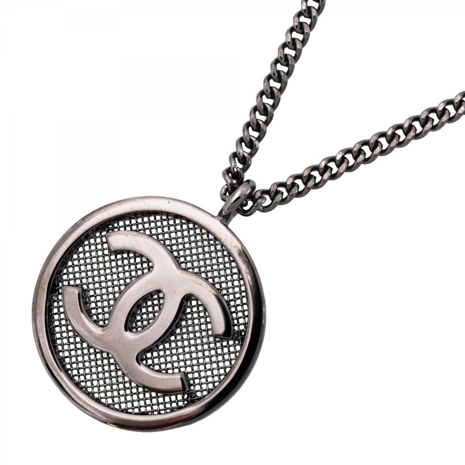 シャネル(Chanel) シャネル ネックレス ココマーク サークル ガンメタル グレーレディース