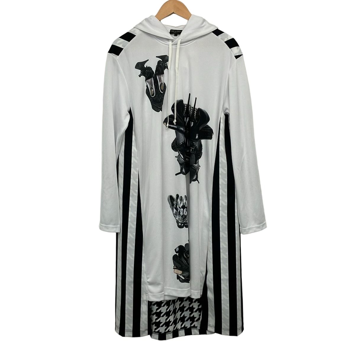 COMMEdesGARCONS HOMME PLUS(コムデギャルソンオムプリュス) ワンピース サイズM レディース - 白×黒×マルチ 長袖/ロング/靴