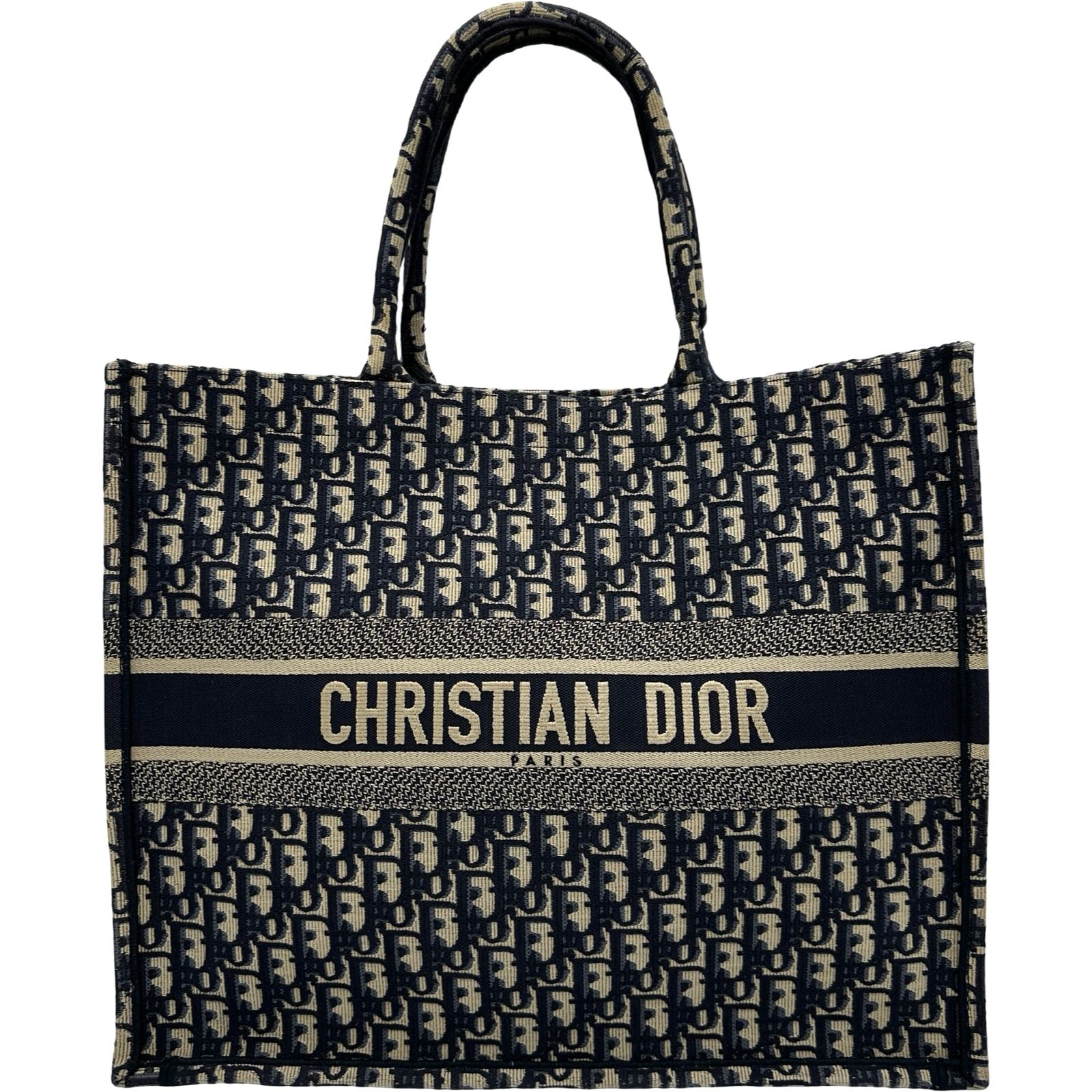 クリスチャン・ディオール Christian Dior ブックトートラージ ネイビー オブリーク レディース トートバッグ