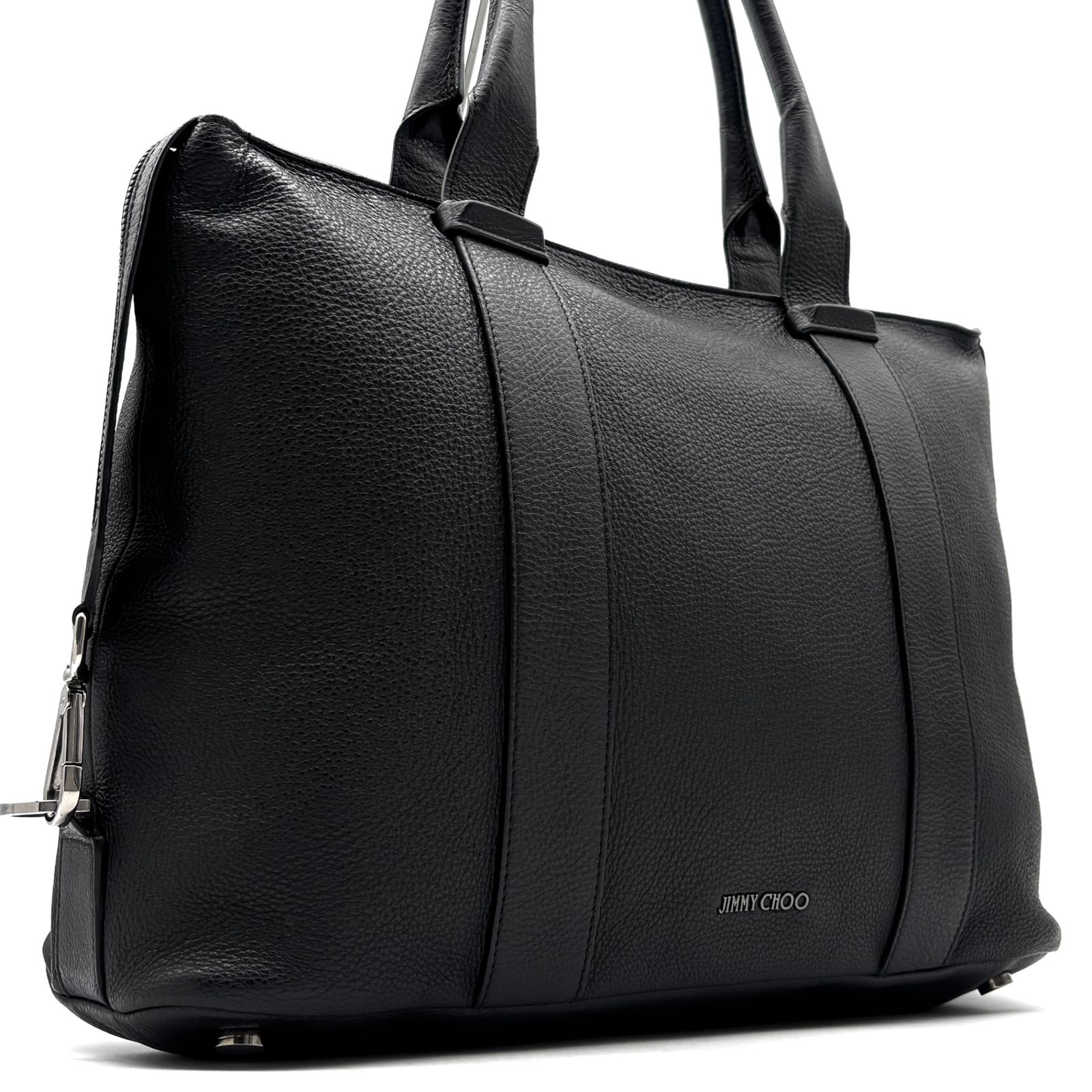 未使用に近い JIMMY CHOO ジミーチュウ サヴィル ビジネスバッグ ブリーフケース トートバッグ レザー 黒 ブラック ロゴ スター スタッズ 肩掛け A4 PC メンズ 男性 通勤 通学 フォーマル 出張