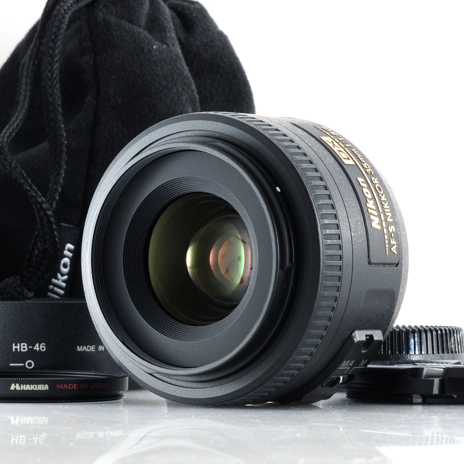 【ニコン】美品！Nikon AF-S DX NIKKOR 35mm F1.8G 単焦点レンズ ＋ ポーチ付き #P0482