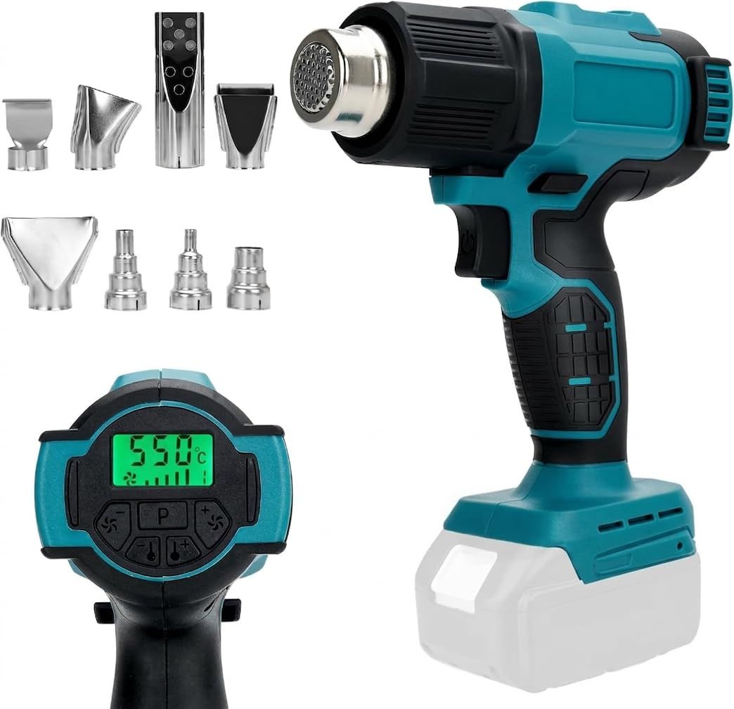 ヒートガン コードレス 小型 充電式 50?550°温度調整 4段階風速 LCDディスプレイ マキタ 18Vバッテリー対応 DIY作業 PVCとレジンの収縮 軟化 塗料の剥離【本体のみ・バッテリーと充電器別売】wb 4c9bd283