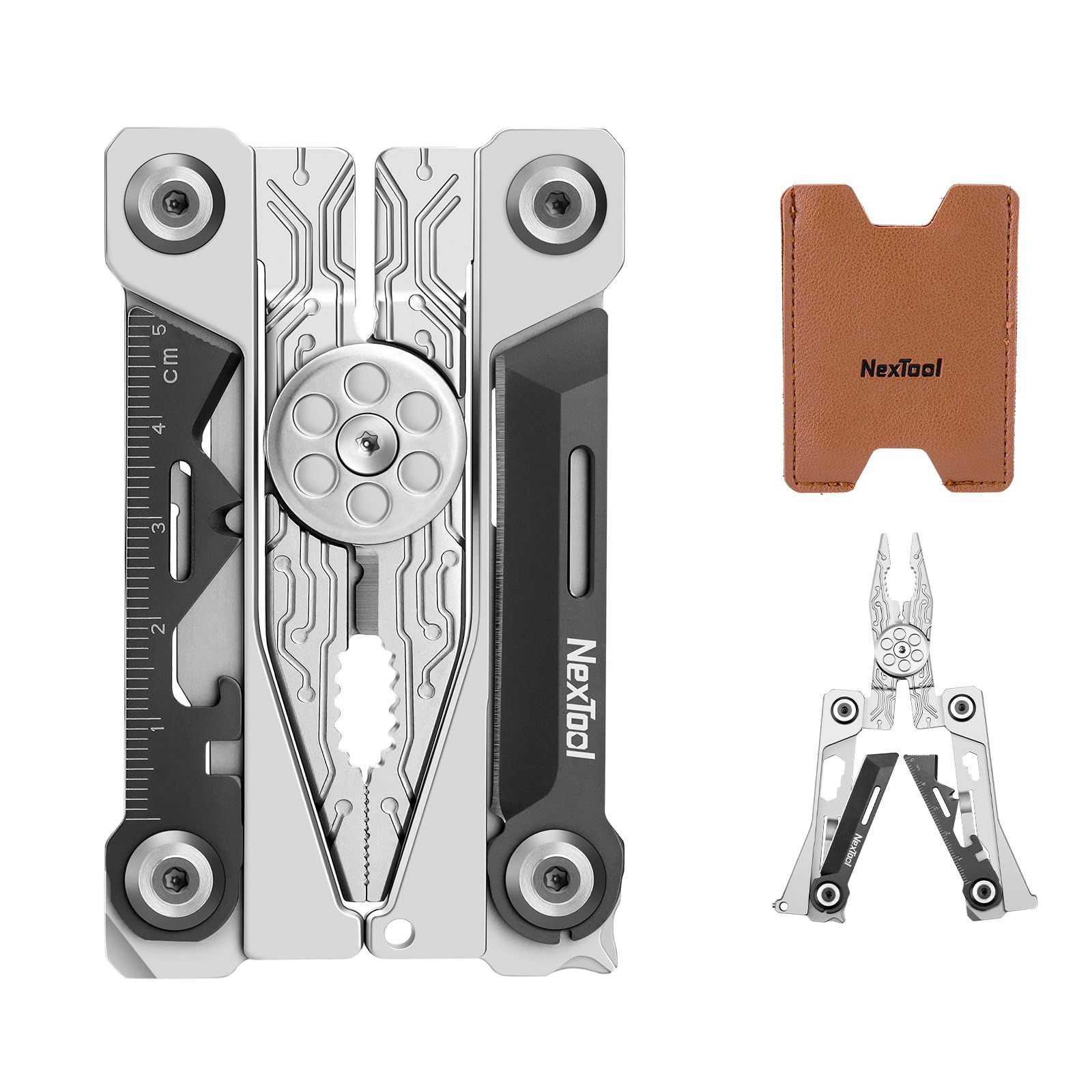 NexTool 折り畳み式マルチツール、クレジットカードマルチツール、プライヤー、ナイフ、ボトルオープナー、六角レンチ、コンパクト、定規、EDCツール男性ギフト付き1ステンレススチールウォレットマルチツール20でwb 27551b9f