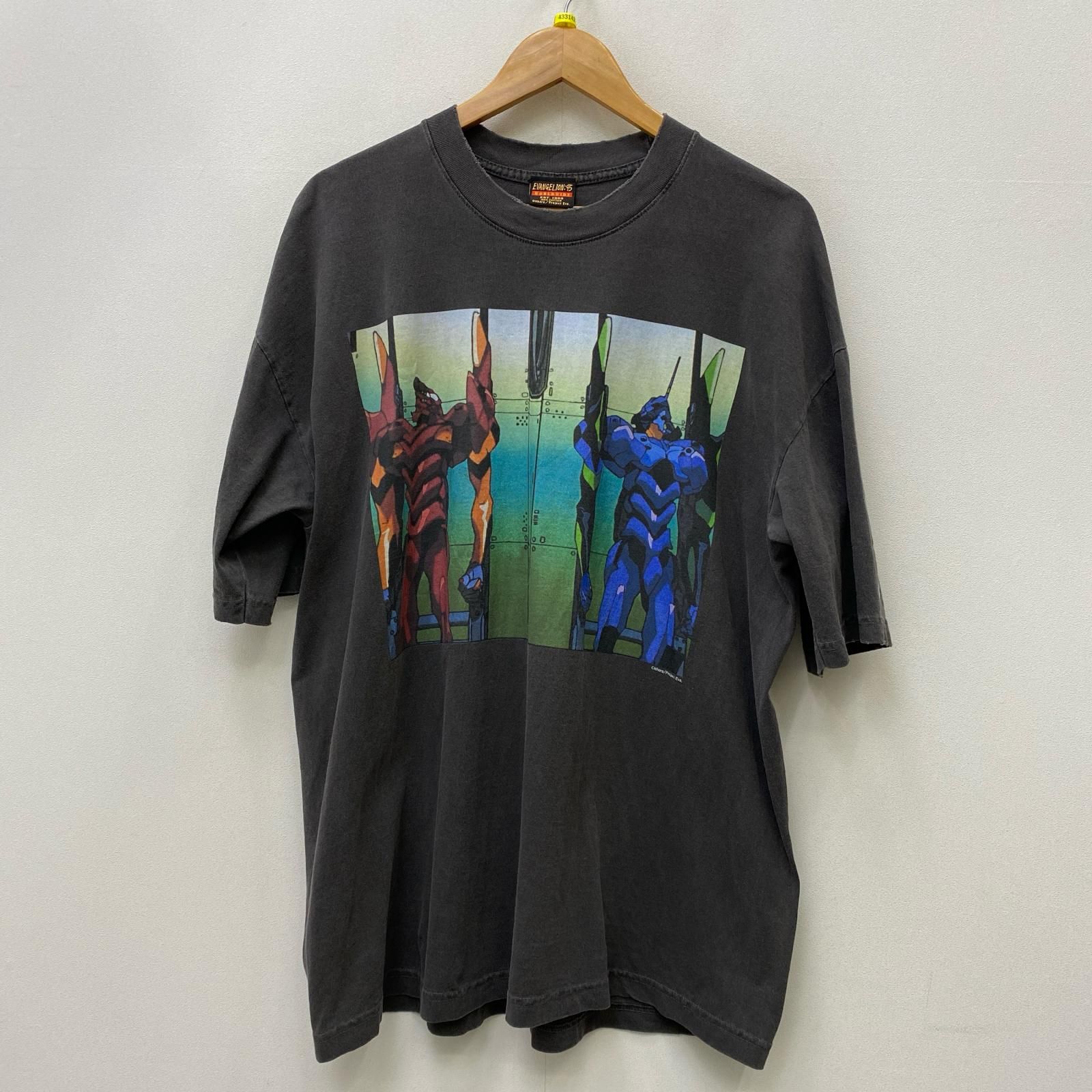 【加古川店】 中古 半袖Ｔシャツ 0039 T-SHIRT ブランド名:EVANGELION:95 瞬間、心、重ねて グレー サイズ：XL 【104】
