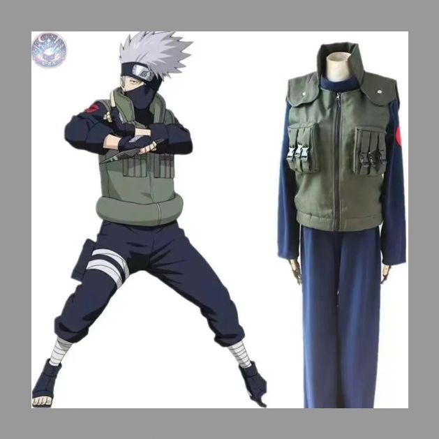 新品 未使用 NARUTO はたけカカシ コスプレ衣装 仮装変装 コスチュームマスク手袋苦無部品