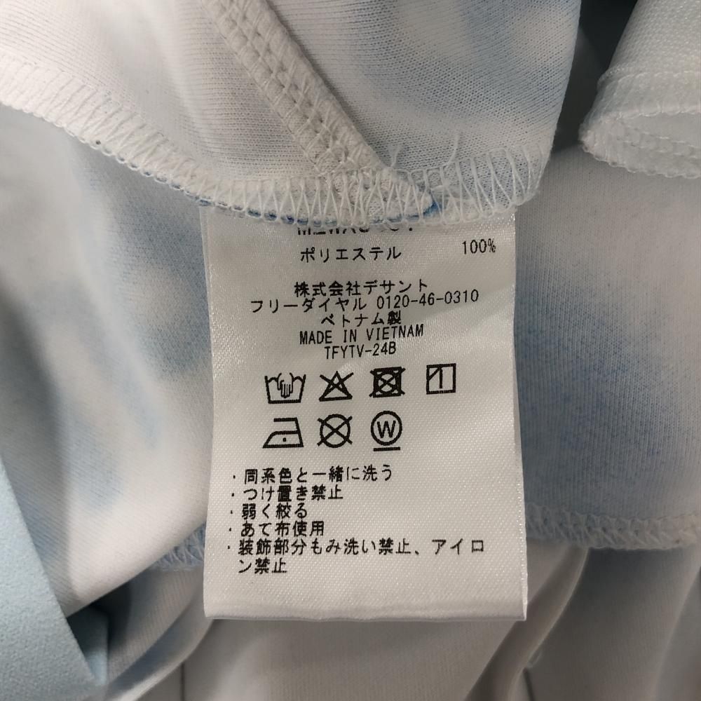 超美品】マンシングウェア 半袖ポロワンピース 白×ブルー系 総柄