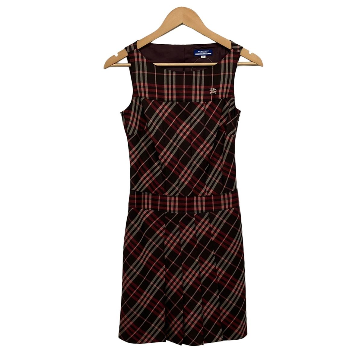 Burberry Blue Label(バーバリーブルーレーベル) ワンピース サイズ36 S レディース美品 - ダークブラウン×レッド×マルチ