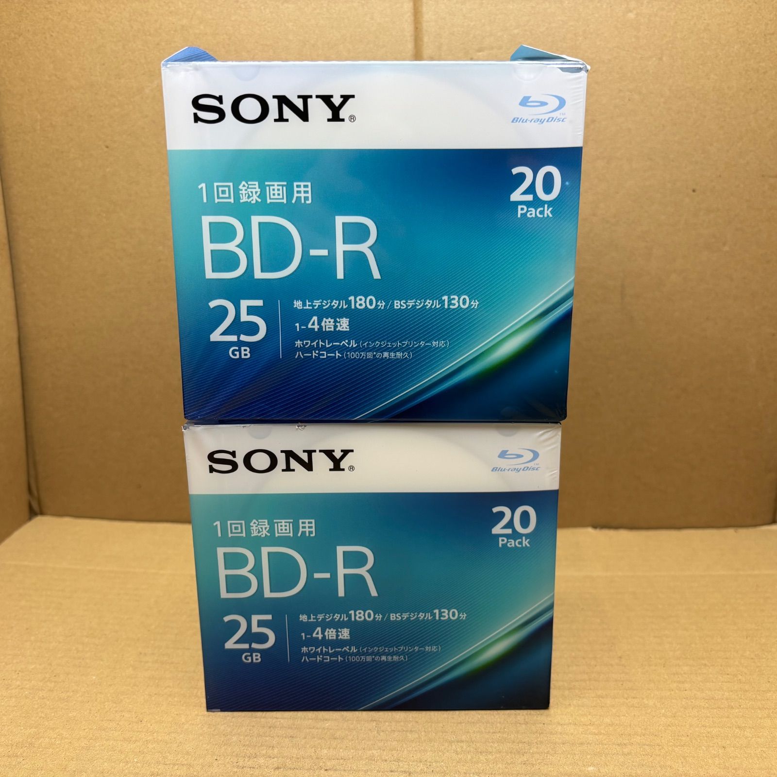 2個セット【パッケージ訳あり】　 ソニー ブルーレイディスク BD-R 25GB 1回録画用 20枚入り 20BNR1VJPS4