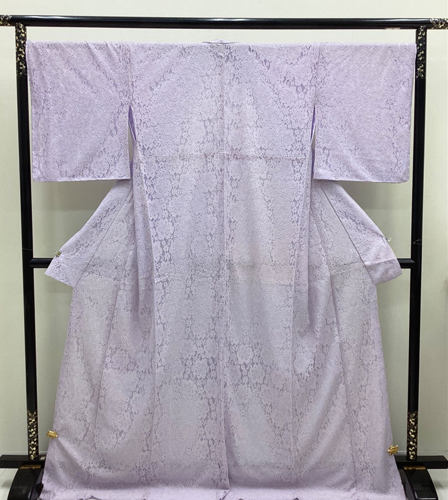 新品　未使用　袷着物　レース　薄藤色　綿　ナイロン　レーヨン　Lサイズ　R790