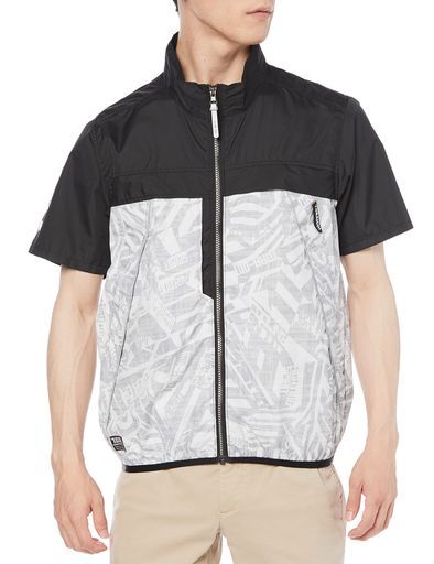 [寅壱]ジャケットエアー半袖ジャケットファン対応ウェアファン付き作業服メンズ1077-11637-シルバーS