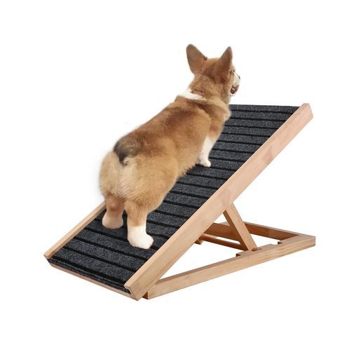 ybaymyペットスロープ木製ドッグスロープヘルニア防止2段調節可能折りたたみ耐荷重60kg犬用安全スロープ収納便利ペットの階段小型中型大型犬高齢犬老犬適応