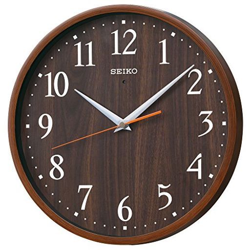 セイコークロック(SeikoClock)掛け時計ナチュラル電波アナログ濃茶木目模様直径300x45mmKX399B