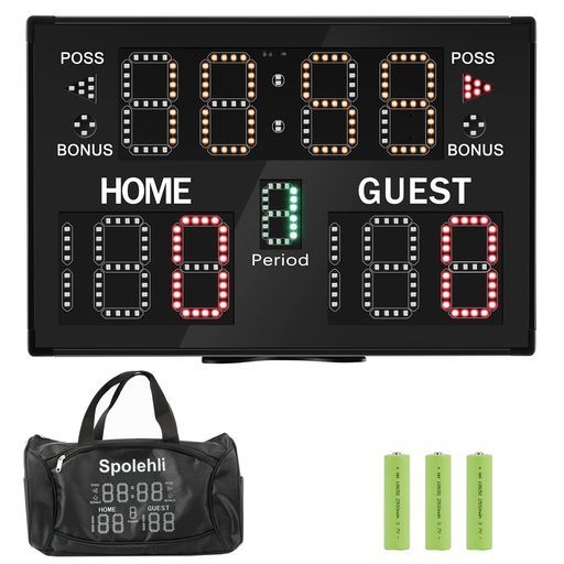 Spolehli電池式LEDスコアボード専用収納バッグ/電池/リモコン付きスポーツタイマー得点板11桁1.2kg超軽量操作簡単スコア/回数/時間表示マルチスポーツバスケットボール/テニス/バレーボール… 19,654円