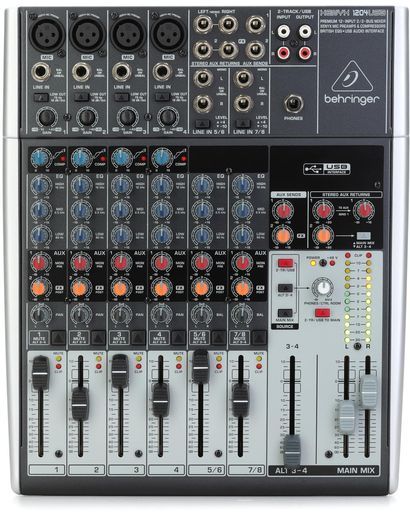 ベリンガーアナログミキサー12チャンネル1ノブコンプ/USBオーディオインターフェース搭載XENYX1204USB