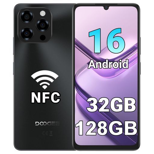 【Android16スマホ初登場】DOOGEENote58スマートフォン本体SIMフリー、6250mAh大容量バッテリー、32GB+128GB(2TB拡張可能)、6.75インチ90HzHD+大画面、8コアCPU、16MP