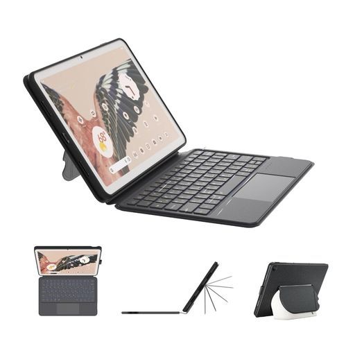 eiPMagnetixGooglePixelTablet11インチ用Bluetoothキーボードケース(2023)、バックライト付き、日本語配列、取り外し可能、視野角調整、スピーカードック対応、黒色