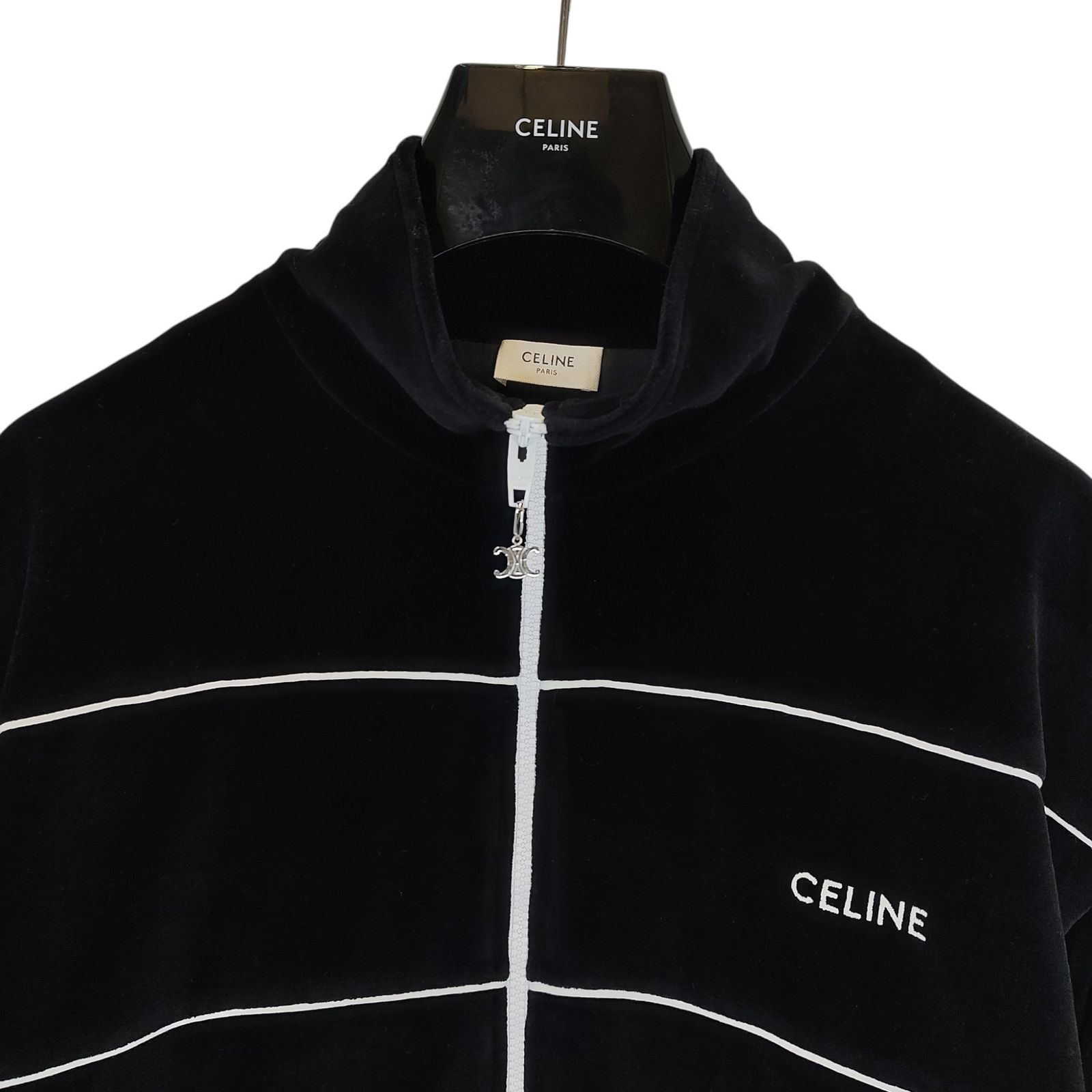 CELINE セリーヌ 23SS コットン ベルベット ロゴ ジップアップ