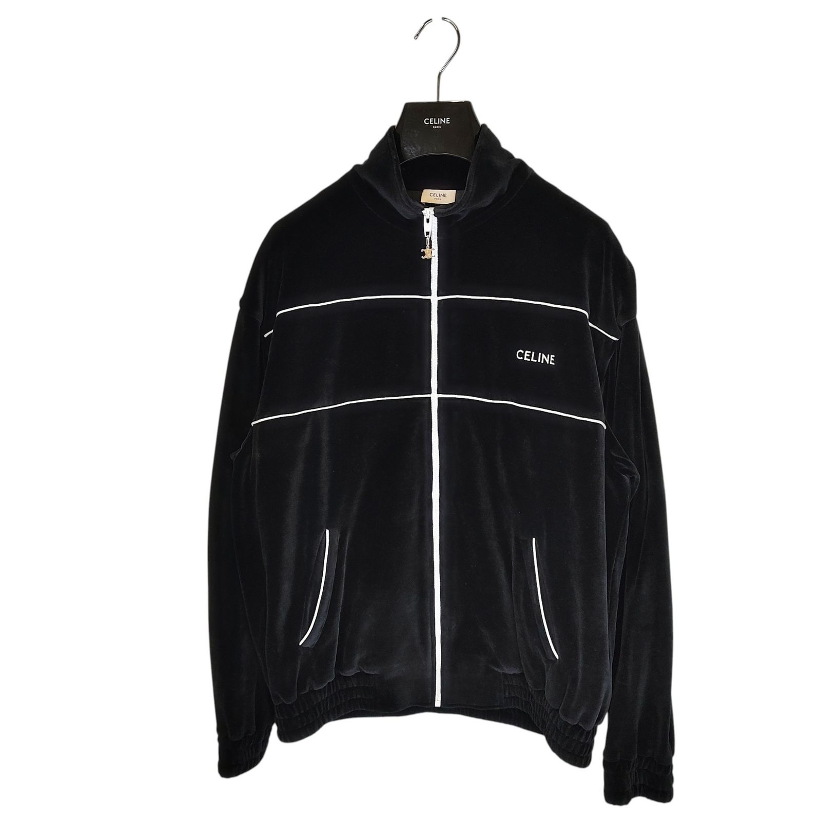 CELINE セリーヌ 23SS コットン ベルベット ロゴ ジップアップ