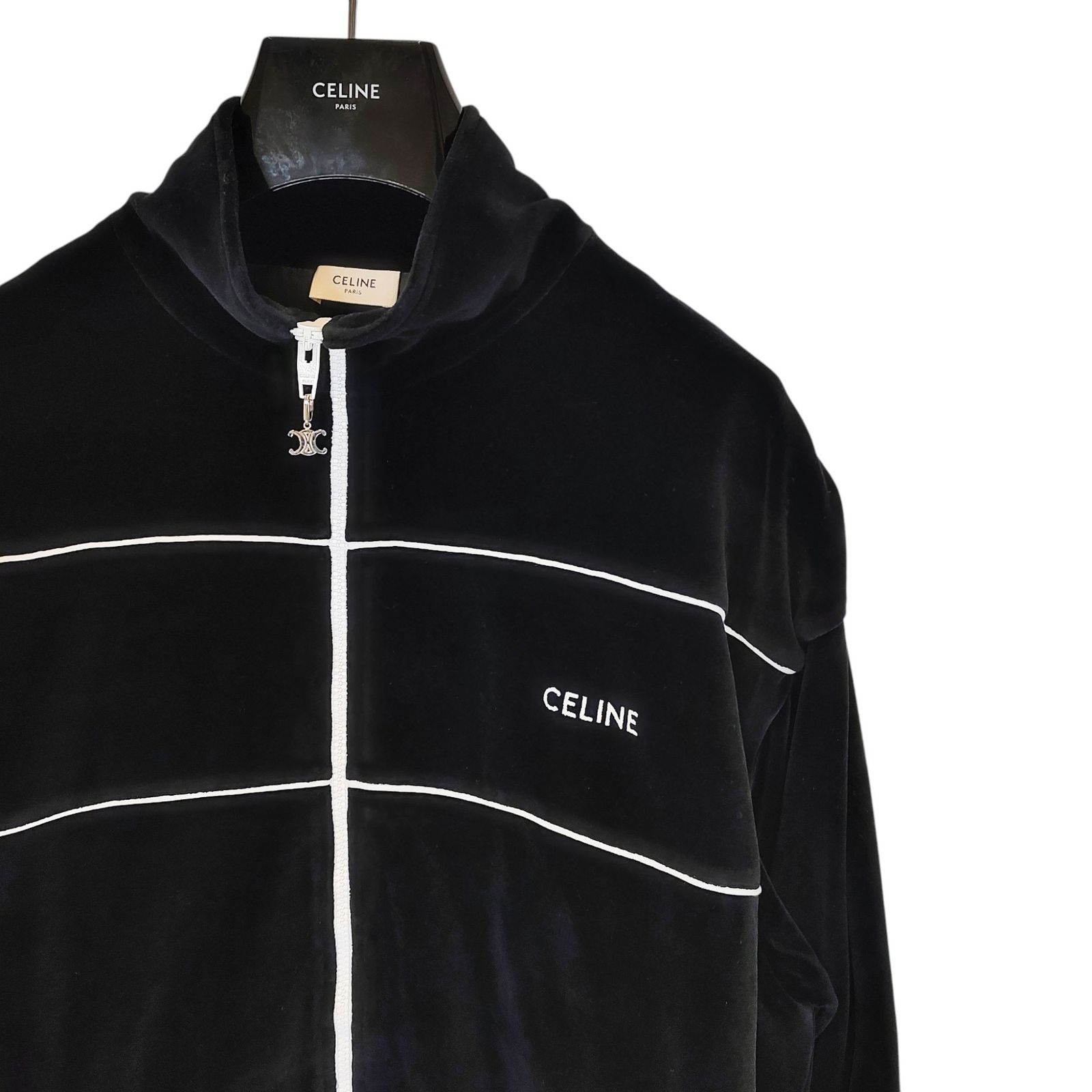 CELINE セリーヌ 23SS コットン ベルベット ロゴ ジップアップ