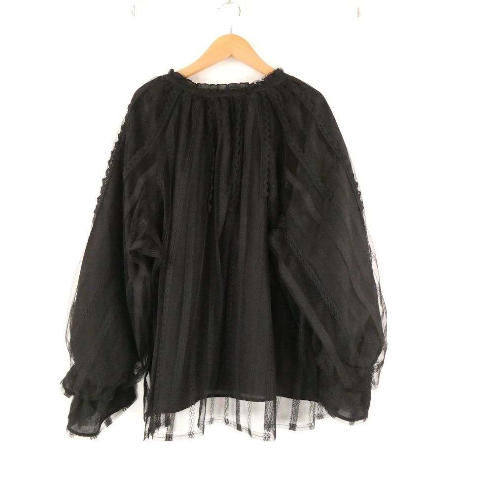 美品 Arpege story アルページュストーリー トップス 2 M相当 ポリエステル他 長袖 レース フリルキャンディ袖 レディース AD1843A13