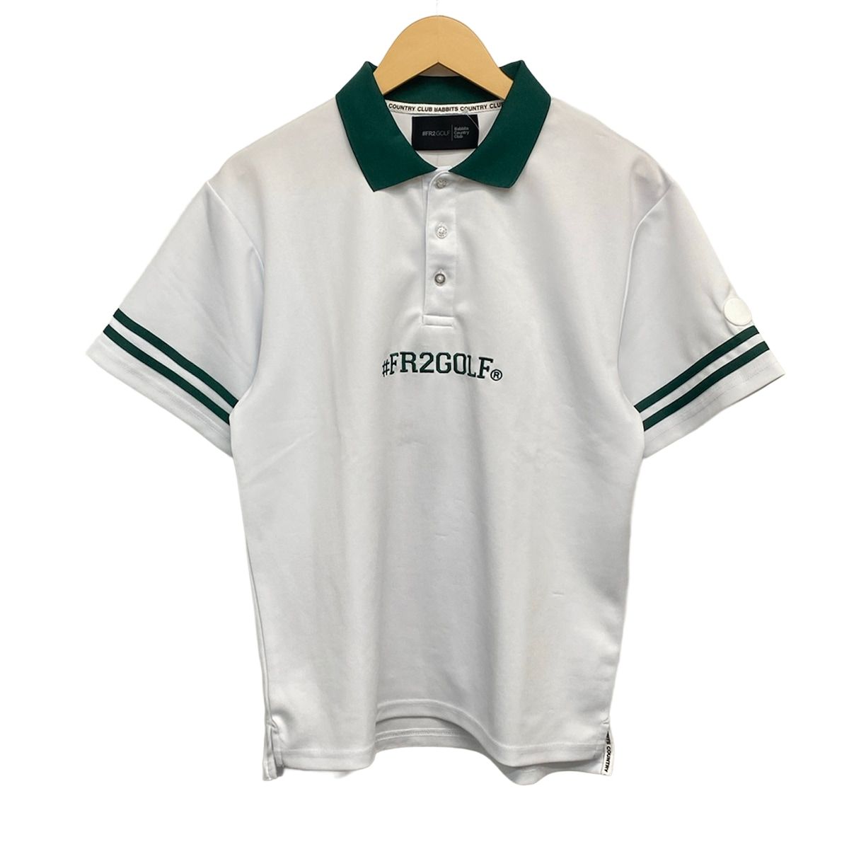 FR2(エフアールツー) 半袖ポロシャツ サイズM メンズ美品 白×グリーン GOLF