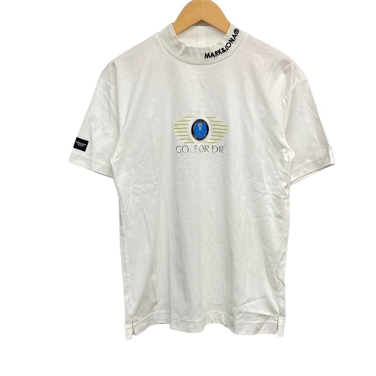 MARK&LONA(マークアンドロナ) 半袖Tシャツ サイズ46 XL メンズ美品 白×ライトグリーン×マルチ ハイネック
