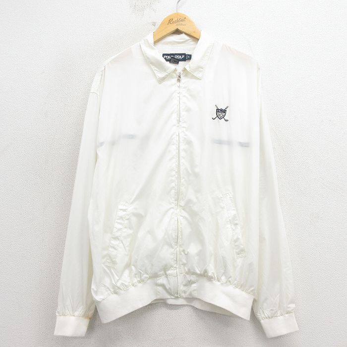 L/古着 ラルフローレン ポロゴルフ 長袖 ブランド ナイロン ジャケット メンズ 90年代 90s ワンポイントロゴ 白 26apr10