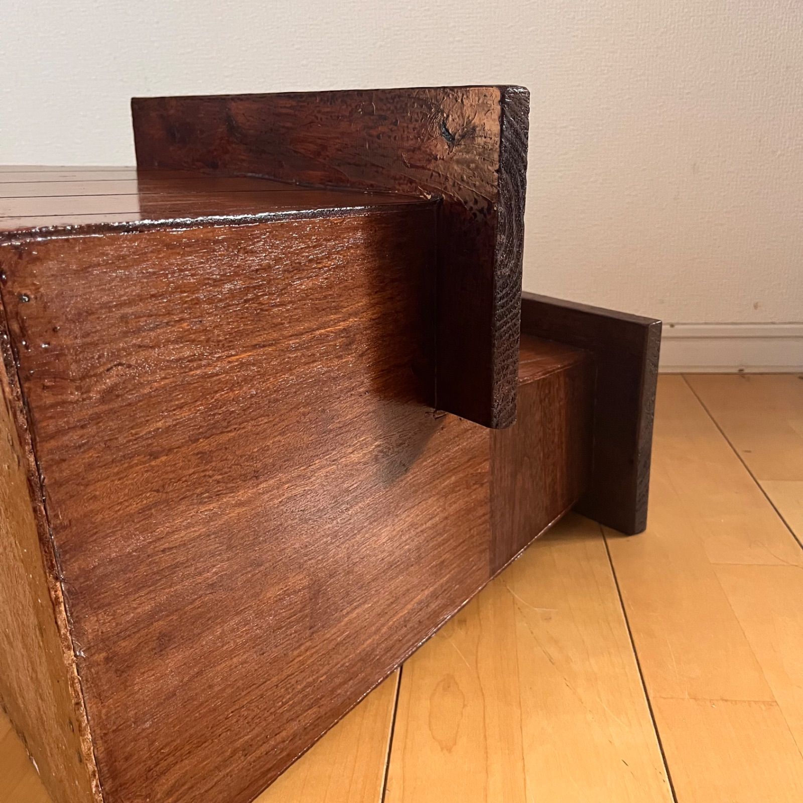 昔懐かしい 古家具木製 2段踏み台 ステップスツール ディスプレイ台