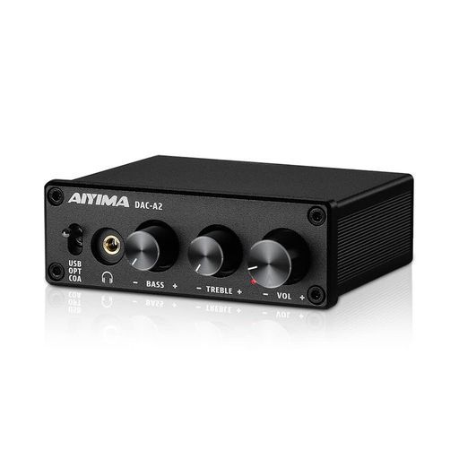 AIYIMADAC-A2ヘッドフォンアンプPC-USB/光/コアキシャル入力、RCA/3.5mmヘッドフォン出力デジタル/アナログ変換アナログ卓上オーディオコンバーター5V24Bit192kHz