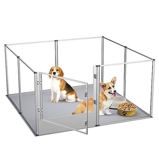 BingoPaw犬サークルペットフェンスアクリル室内うさぎペットサークル小型犬ドッグサークル小動物猫チンチラ部屋んぽサークル頑丈ドア付き中型犬透明