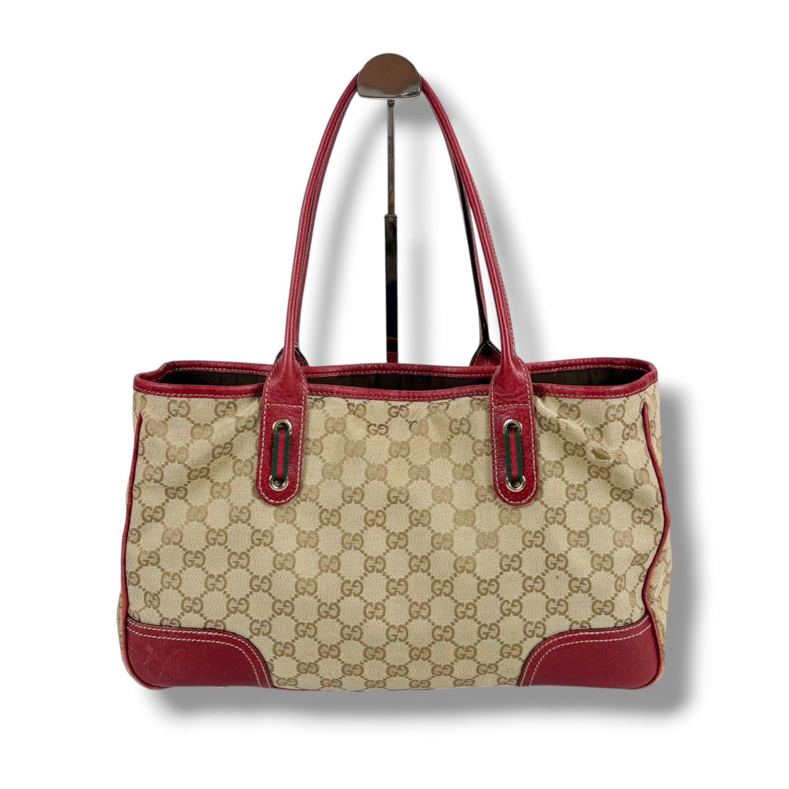 グッチ GUCCI リボン付き シェリーライン GGキャンバス トートバッグ