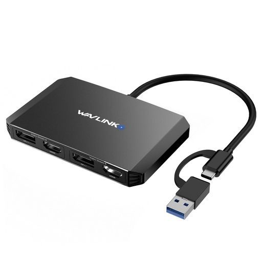 WAVLINKUSB3.0/USBC-DisplayPortとHDMIアダプターDisplaylinkDual4K@60HzモニターハブM1/M2MacBookDellHPSurfaceLenovo用