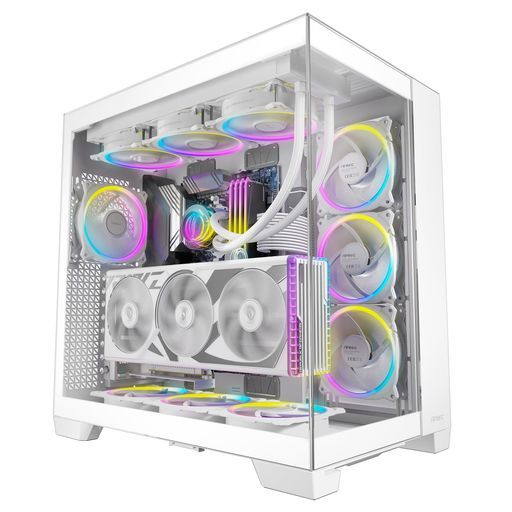 E-ATXフルタワーケースConstellationC8Whiteピラーレス式フロント・サイドガラスパネル