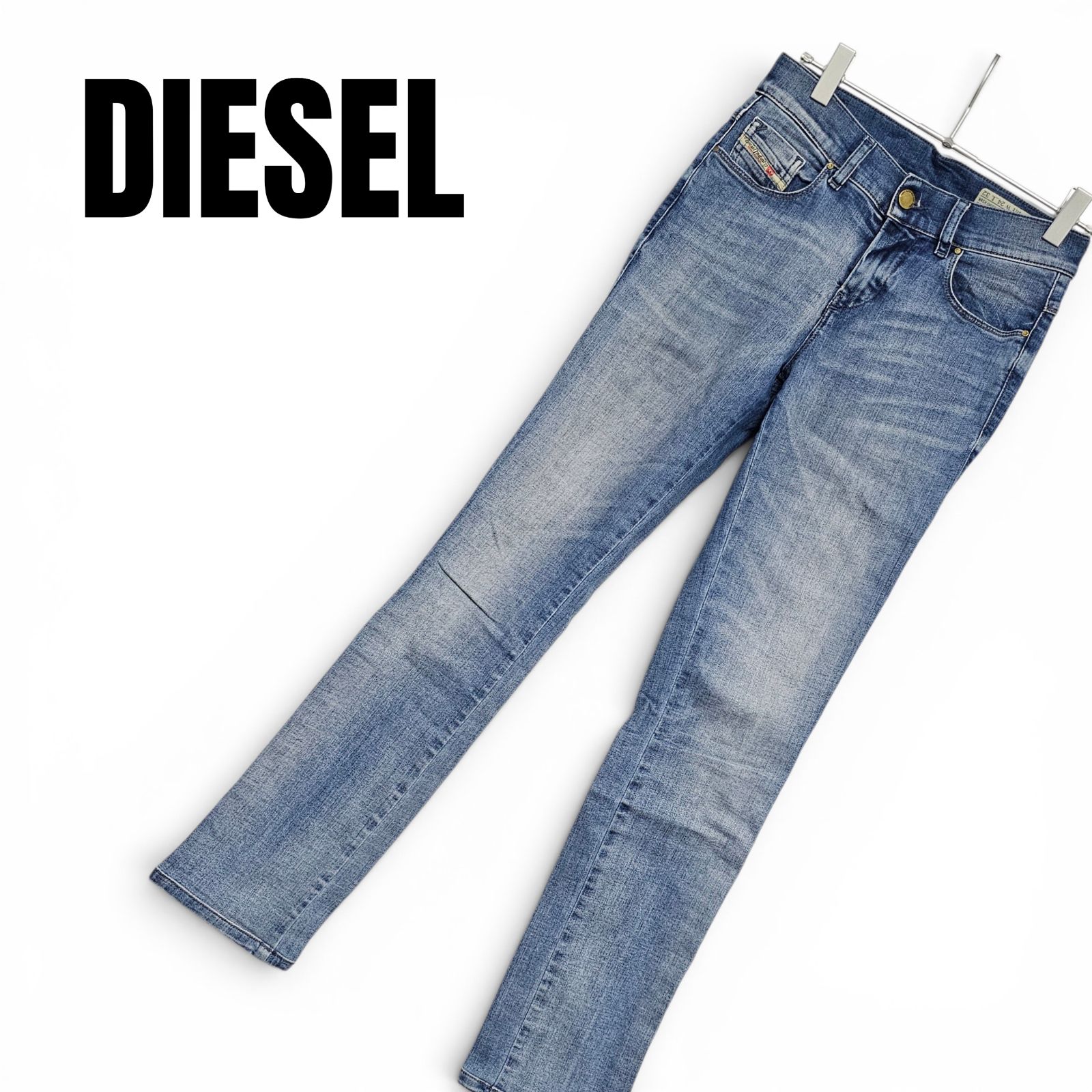 DIESEL ディーゼル ブルー レディース パンツ デニム ジーンズ ストレートデニム 長ズボン ストレッチ素材【W24 L32】Sサイズ相当 463KJ