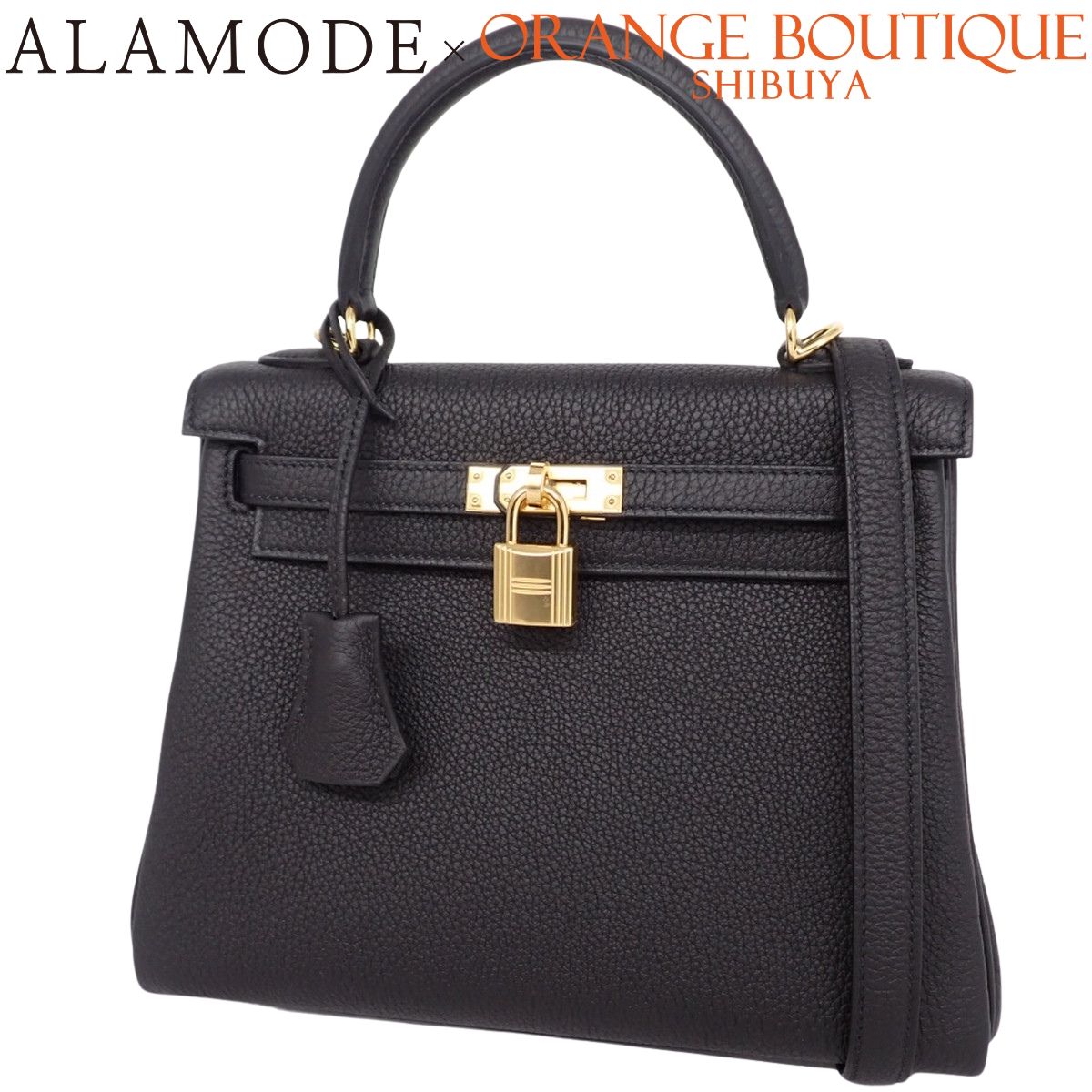 【未使用】HERMES(エルメス) ケリー25 (内縫い) ブラック黒 トゴ ゴールド金具 K刻印 ハンドバッグ ショルダー 2WAY 肩掛け レディース 40802194033【アラモード】