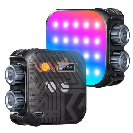 K&FCONCEPTビデオライト小型照明撮影用ライト補助照明カメラライトledフルカラーミニRGBライト調色2500K-9900K色温度無段階調整USB充電式カメラライト持ち運び