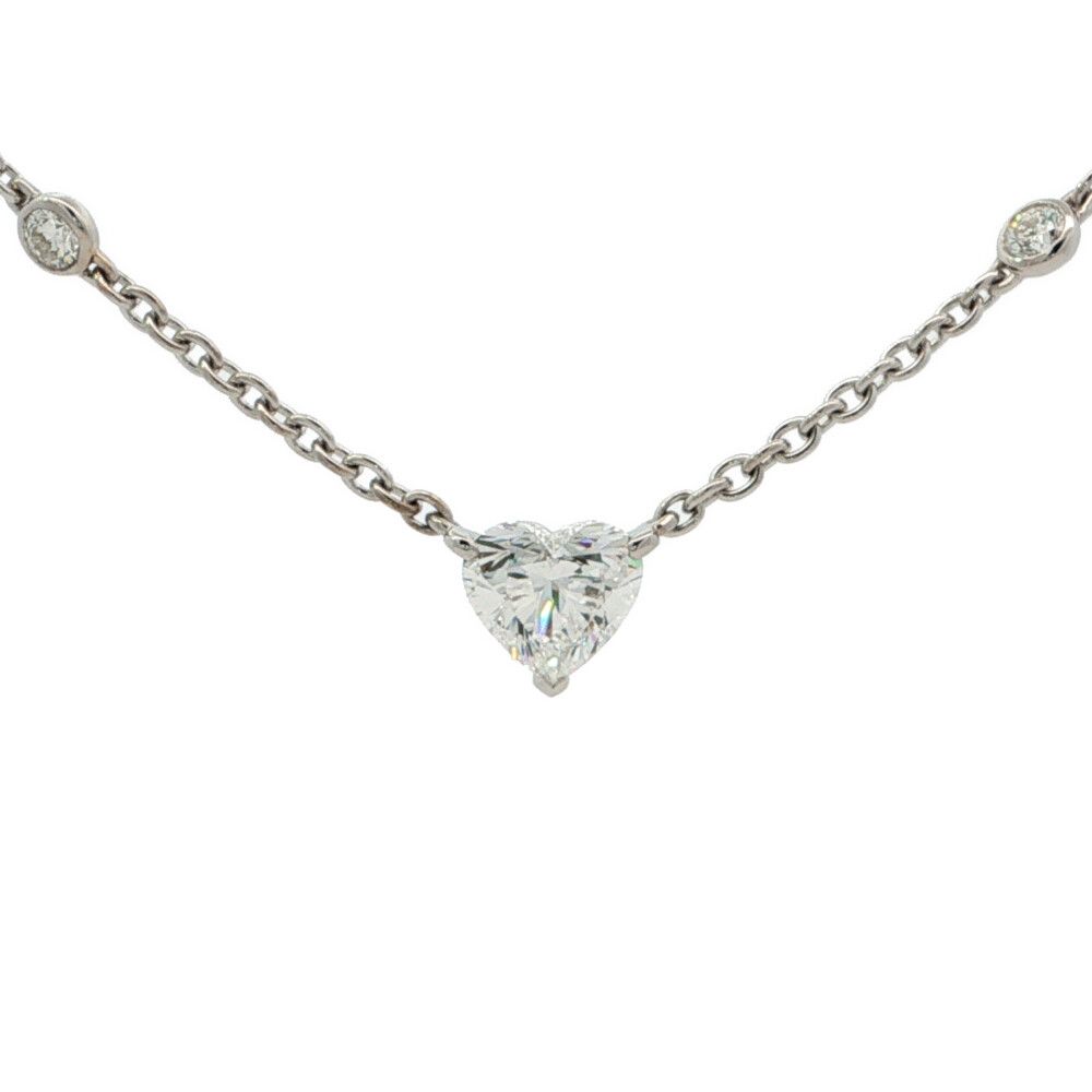 1.35ct Cartier カルティエ ステーション 12P ダイヤモンドネックレス ペンダント K18 WG無 -6.6g ホワイトゴールド【♀】【S】【レディース】★■612378【中古】