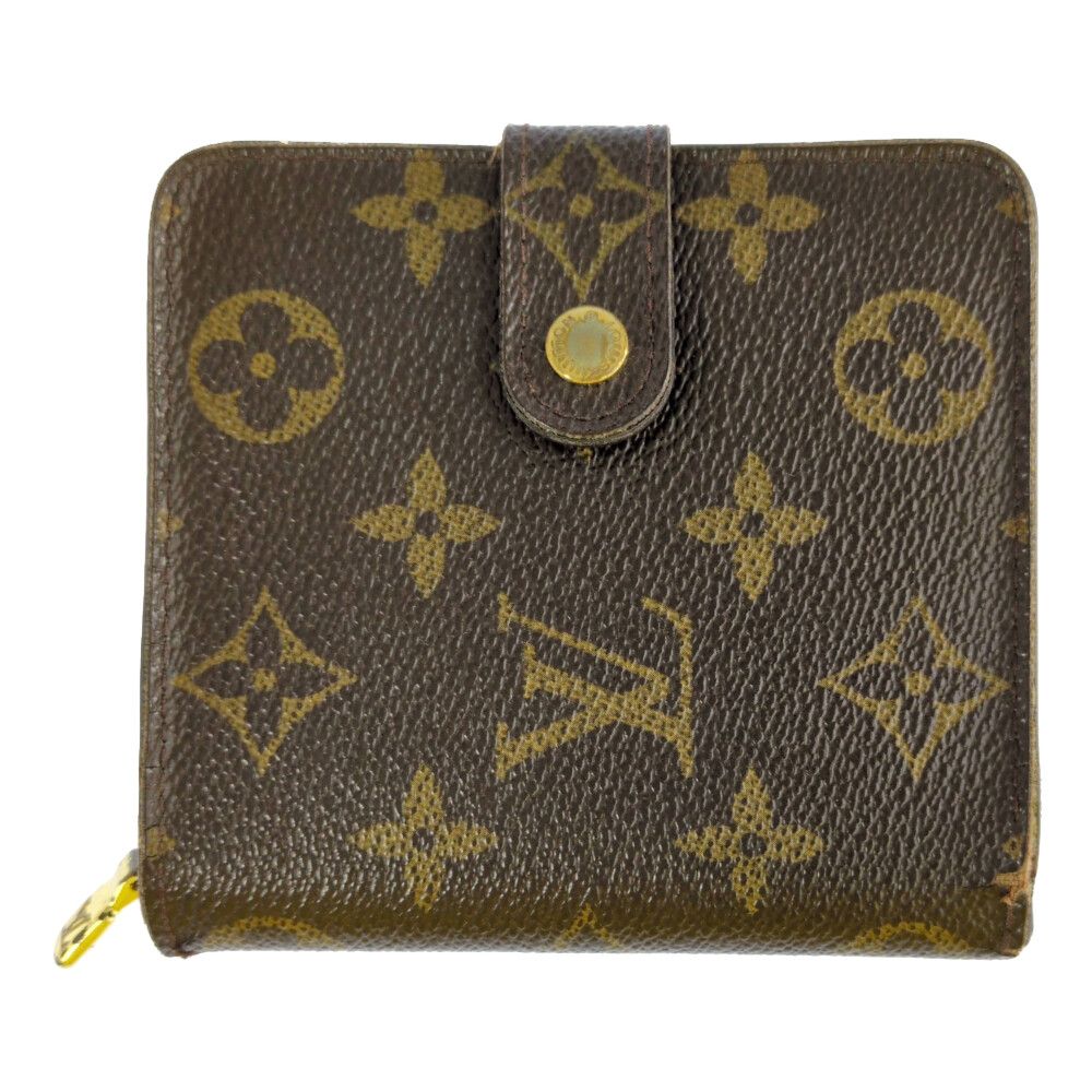 LOUIS VUITTON ルイヴィトン モノグラム コンパクトジップ 2つ折り財布 M61667 ブラウン【♀】【B】【レディース】★■613369【中古】