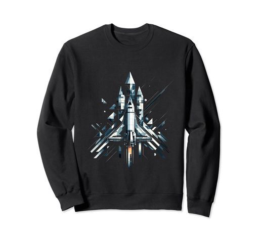 SpaceShuttleLaunchポリアートデザインモダン宇宙船Tシャツトレーナー