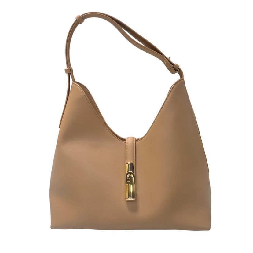 ♪4271 フルラ FURLA トートバッグ ゴッチャ TOTE BAG M HOBO デゼルト 中古 美品