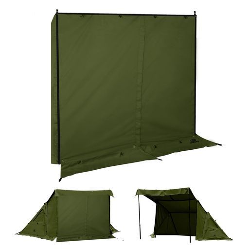 GOGlampingG・GPUP2.0パップテント専用前幕tc1人用炎幕ポリコットンテント多機能前幕中央の耐水ファスナー【着脱可能なファスナー付き】焚き火可難燃遮光日よけ撥水開閉可能コンパクトソロ…