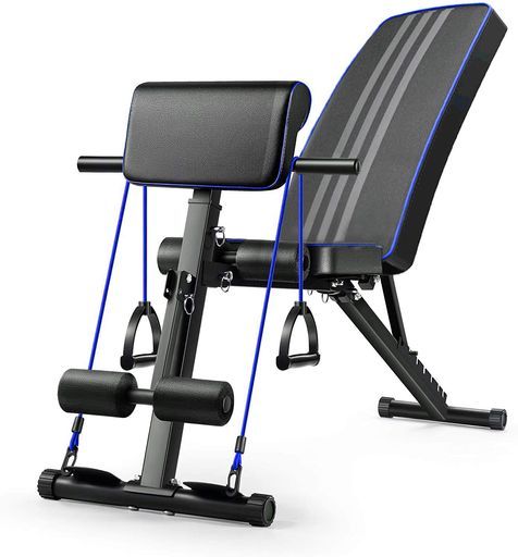 トレーニングベンチマルチシットアップベンチ折り畳み耐荷重300kgフラットベンチ筋トレ角度調節簡単腹筋背筋ダンベルベンチ収納便利-KKS(KKS/ブルー)