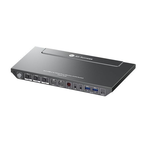 AVAccessUSB-CKVMスイッチドッキングステーション|デュアルモニター用HDMI2ポート、高速充電&イーサネットポート付き|ラップトップ用、2台のデスクトップと1台のラップトップを接続可能、4K@60Hz