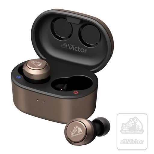 JVCケンウッドVictorHA-FX150T-NAワイヤレスイヤホンBluetoothノイズキャンセリングブロンズ外音取り込み最大21h再生防水マイク付き軽量アプリ連携ステッカー付属
