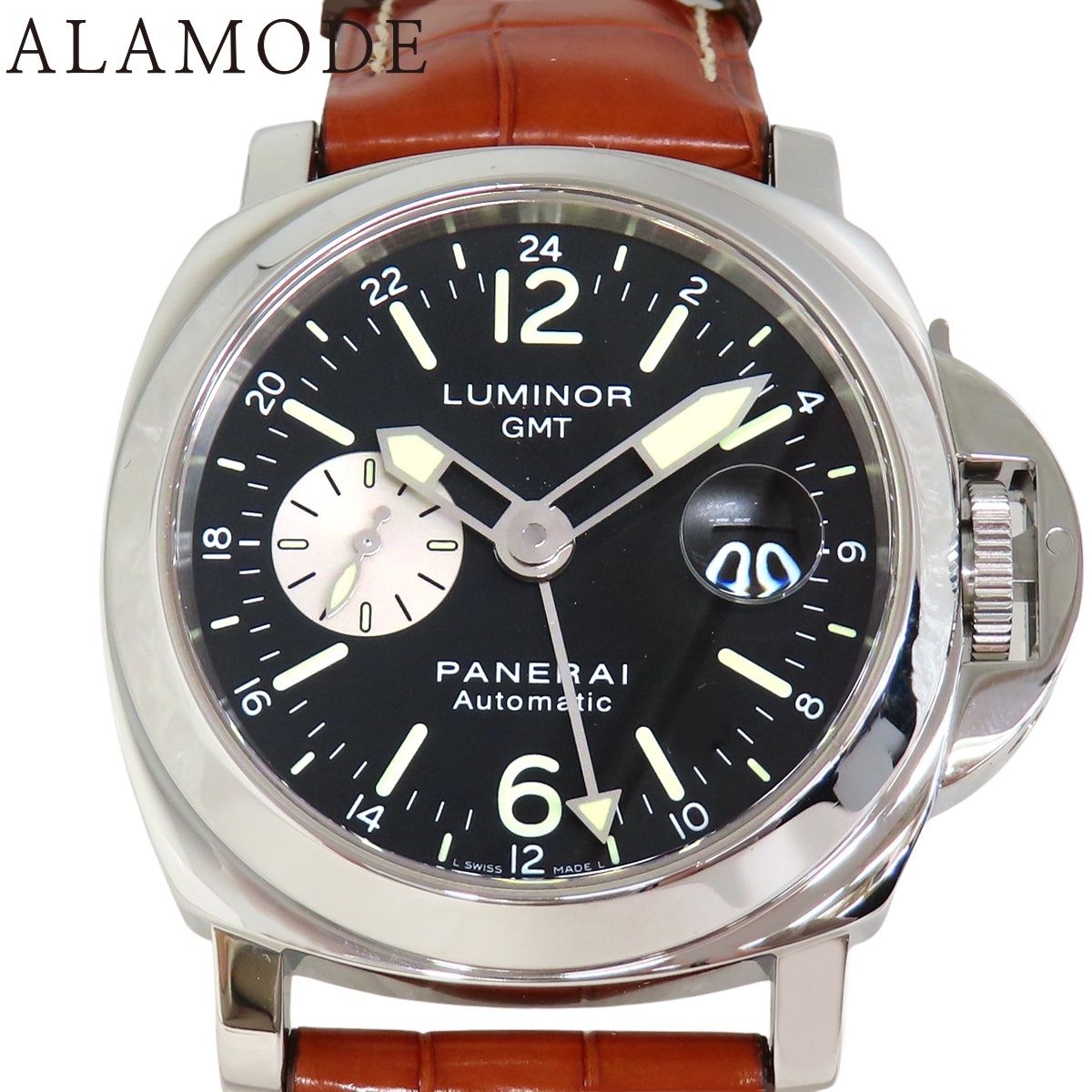 【保証書付】パネライ ルミノール GMT PAM00088 SS/革 ブラック 自動巻き メンズ 41100104341【中古】【アラモード】