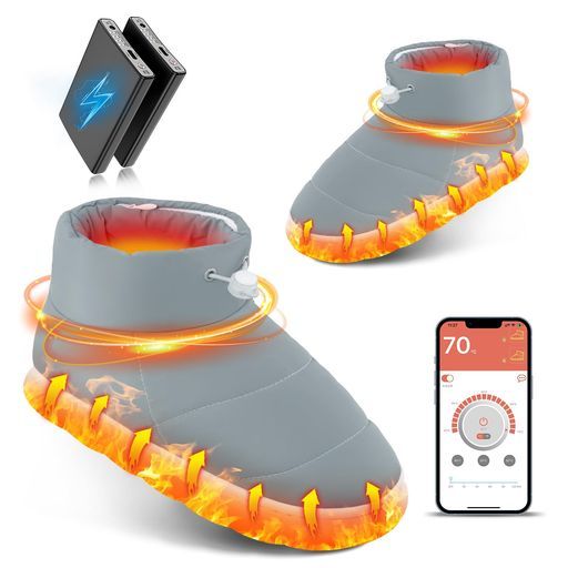 電気スリッパ足温器【6000mAhバッテリー付&10秒で温度感知&アプリで温度制御】35~70°C無段階温度調節日本製ヒーター内蔵あったか足温器左右分離式歩き回れる電気フットウォーマー柔らか…
