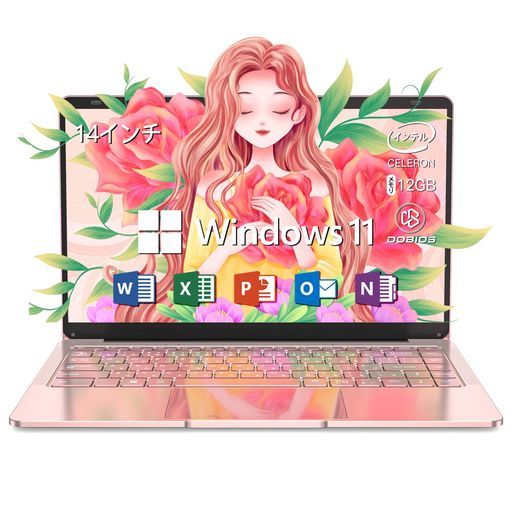 ノートパソコンoffice搭載14インチノートPCMSOffice2019搭載/180°開け/Webカメラ内蔵/WIFI/Bluetooth/microsdカードリーダ/MiniHDMI/仕事用学習用パソコンノートLaptop