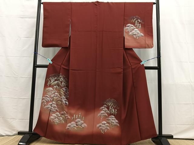 MOH-00009 訪問着 手描き 樹林風景文 暈し染め 金彩 正絹 逸品 - メルカリ