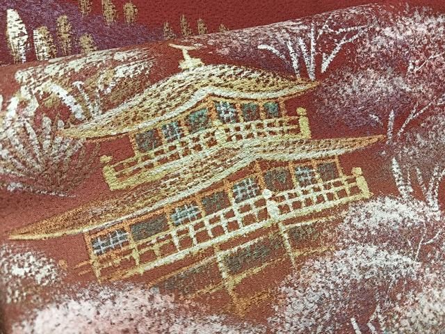 MOH-00009 訪問着 手描き 樹林風景文 暈し染め 金彩 正絹 逸品 - メルカリ