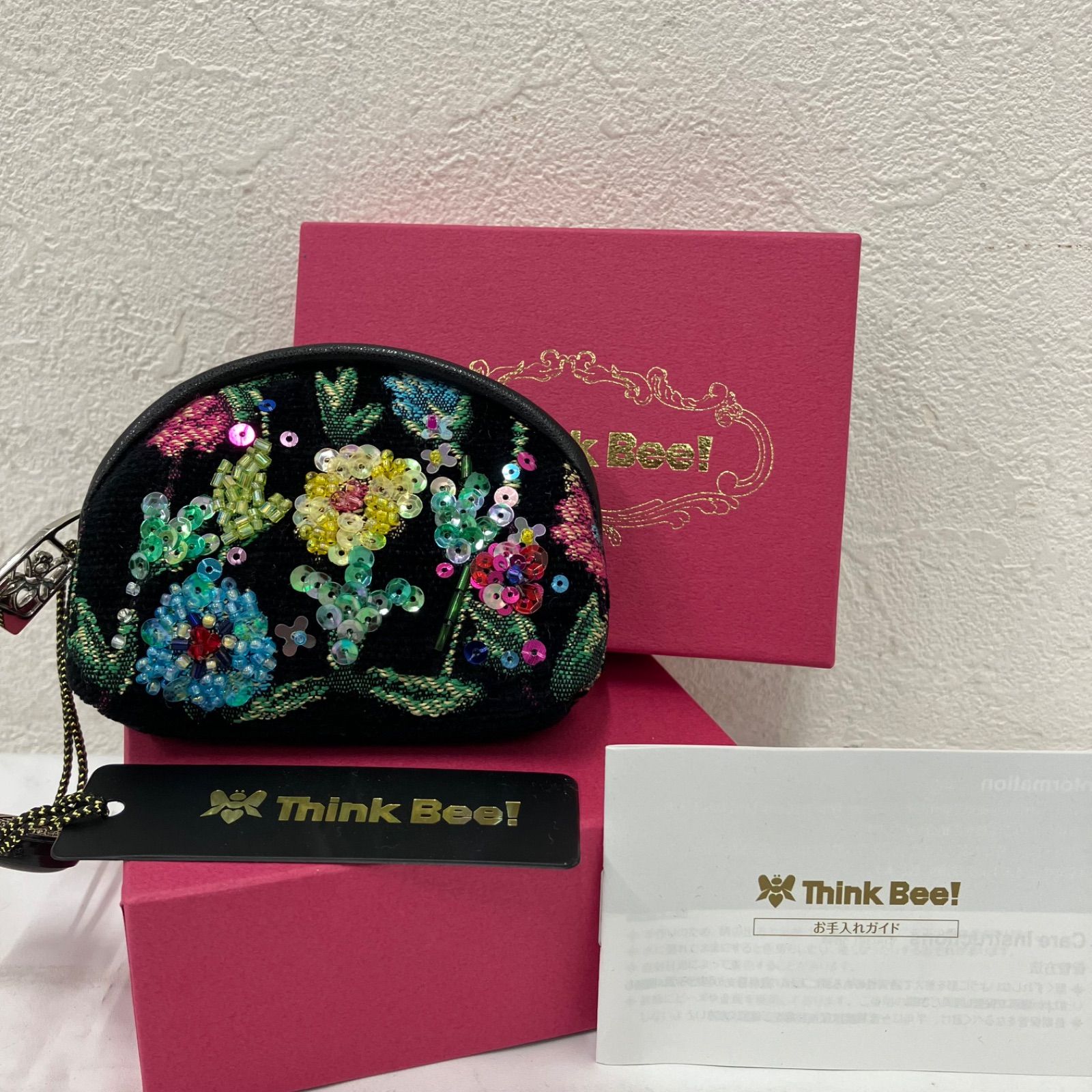 1328 Think Bee! シンクビー！ ビーズ刺繍 コインケース 小銭入れ 花柄 